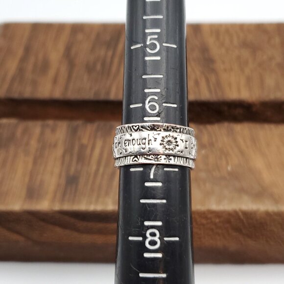 Size 6.5 925 Sterling Silver I Am Enough Dandelions Ring - Picture 6 of 8